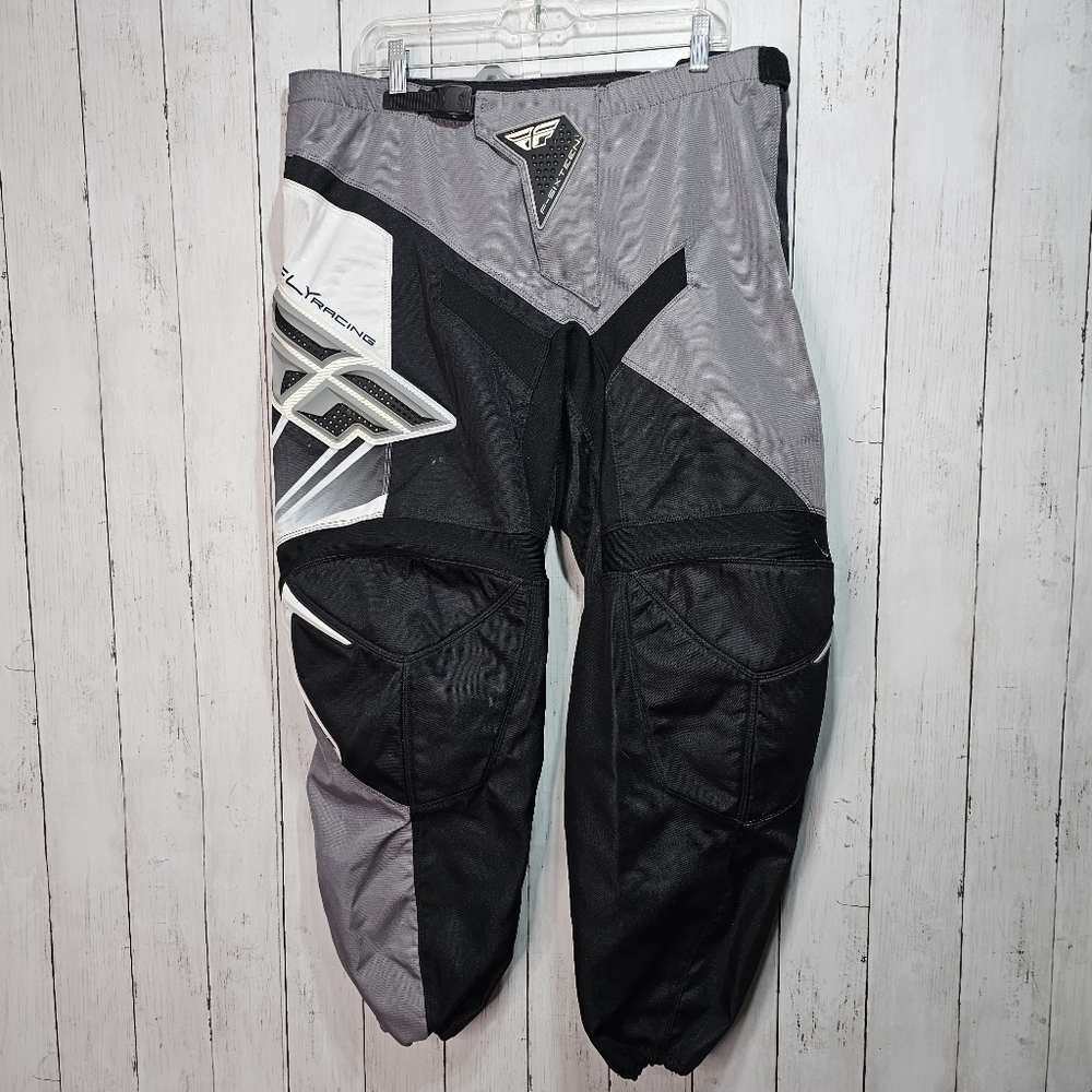 Fly Racing F-16 Powersports Riding Pants Size 40 Adjustable Waist Black Gray.